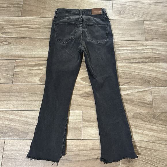 Madewell High Rise Cali Demi Faded Wash Boot Black Raw Hem Cropped Jeans 27 - Picture 10 of 12
